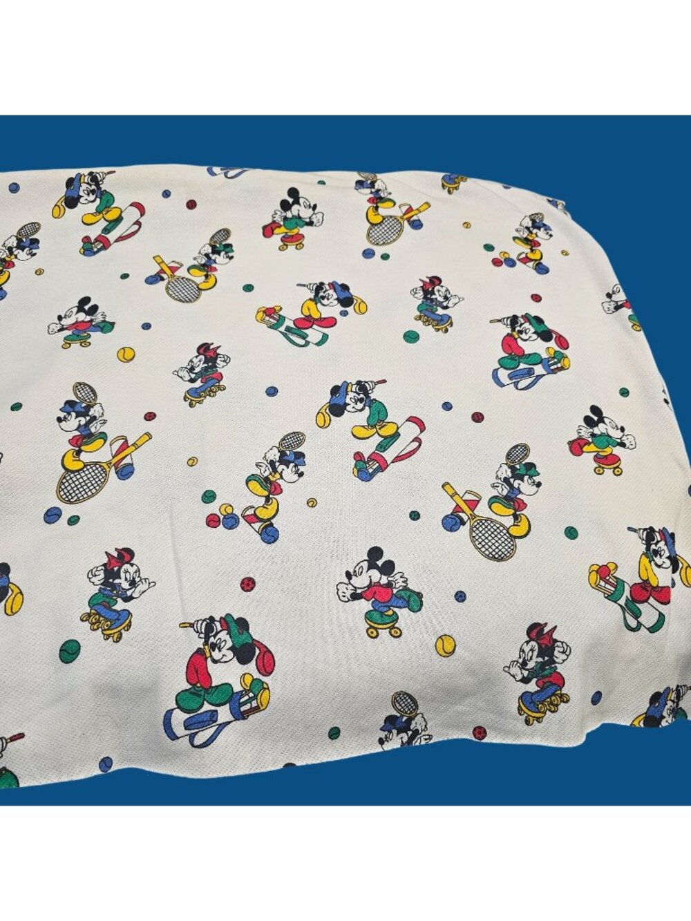 Vtg 80s Disney Mickey Minnie Mouse Sports Fabric Fleece 6.6 Yds JUMBO 240”x80”